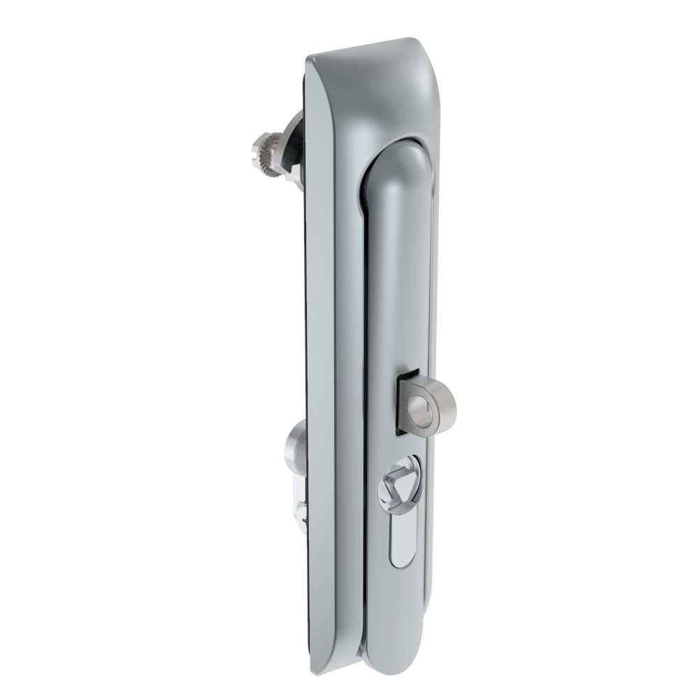 Southco Swinghandle Latch, Large Size - 150 mm (5.9 in), With Padlock Hasp, Use with Linear Actuator or as Single Point Latch, 8 mm Triangle DIN, Non-Sealed, Zinc Alloy, Satin Chrome Plated