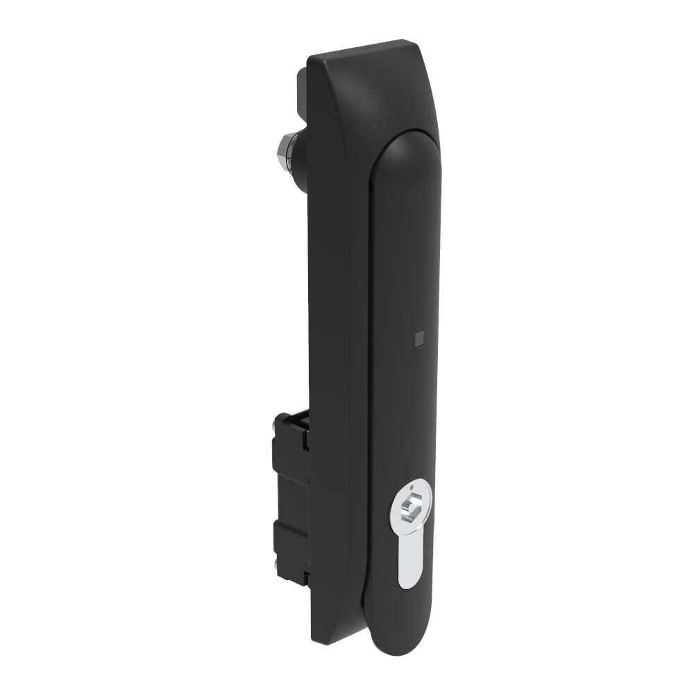 Southco Swinghandle Latch, Large Size - 150 mm (5.9 in), Lock/Unlock Handle, Use with Linear Actuator or as Single Point Latch, Bellcore Hex-Pin Recess DIN, Non-Sealed, Glass filled Nylon, Black
