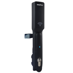 Southco Electronic Locking Swinghandle, HID® iCLASS Card Reader, Weigand Output, CH 751 Key DIN Lock, Glass Filled Nylon, Black