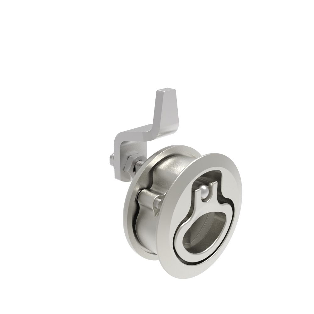 Southco Compression Latch, Medium Size, No Restriction, 18.5 - 29mm (.073 - 1.14 in) Door thickness, 21 - 28mm or 63 -76mm (.83 - 1.10 in or 2.48 - 3.00 in) Grip, 316 Stainless Steel, Electropolished