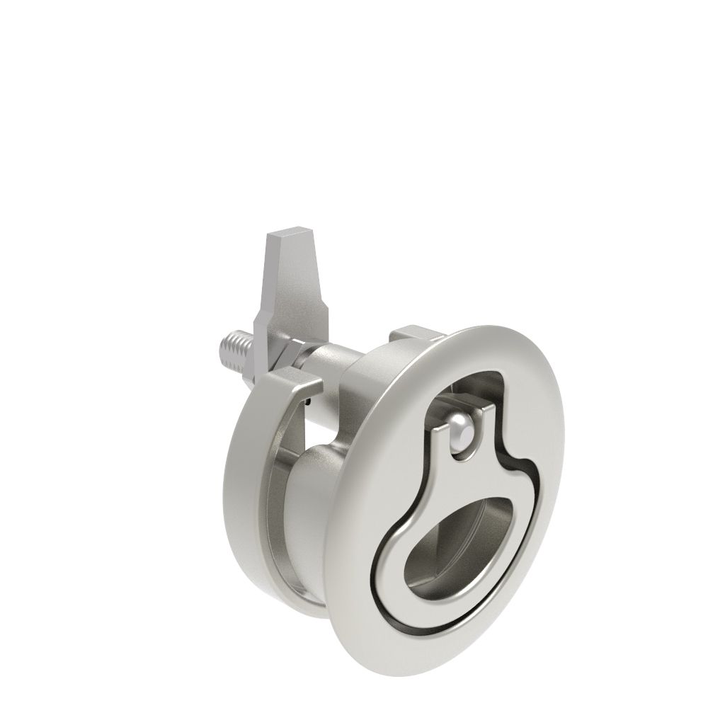 Southco Compression Latch, Large Size, No Restriction, 12 - 22.5mm (.475 - . 885 in) Door thickness, 47 - 61mm (1.85 - 2.40 in) Grip, 316 Stainless Steel, Electropolished