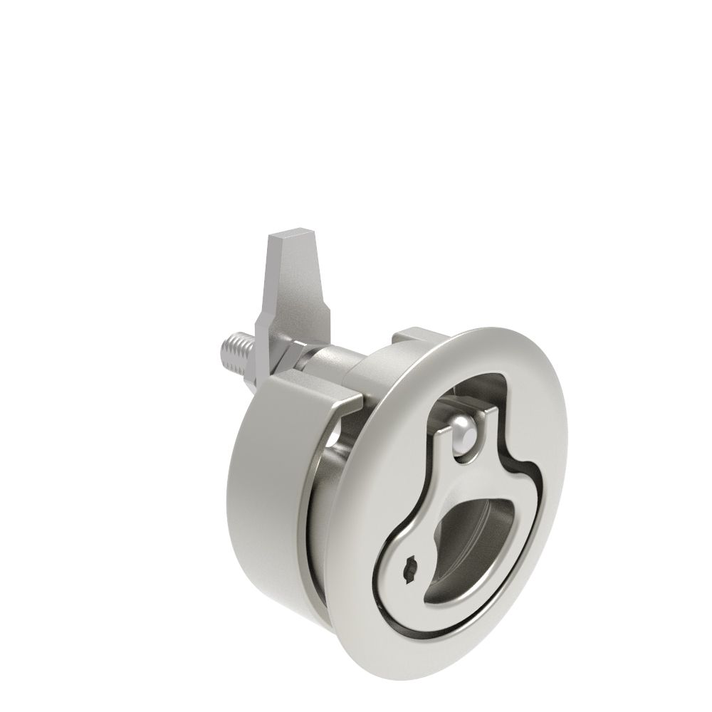 Southco Compression Latch, Large Size, Locking, 2 - 12mm (.075 - . 475 in) Door thickness, 47 - 61mm (1.85 - 2.40 in) Grip, 316 Stainless Steel, Electropolished