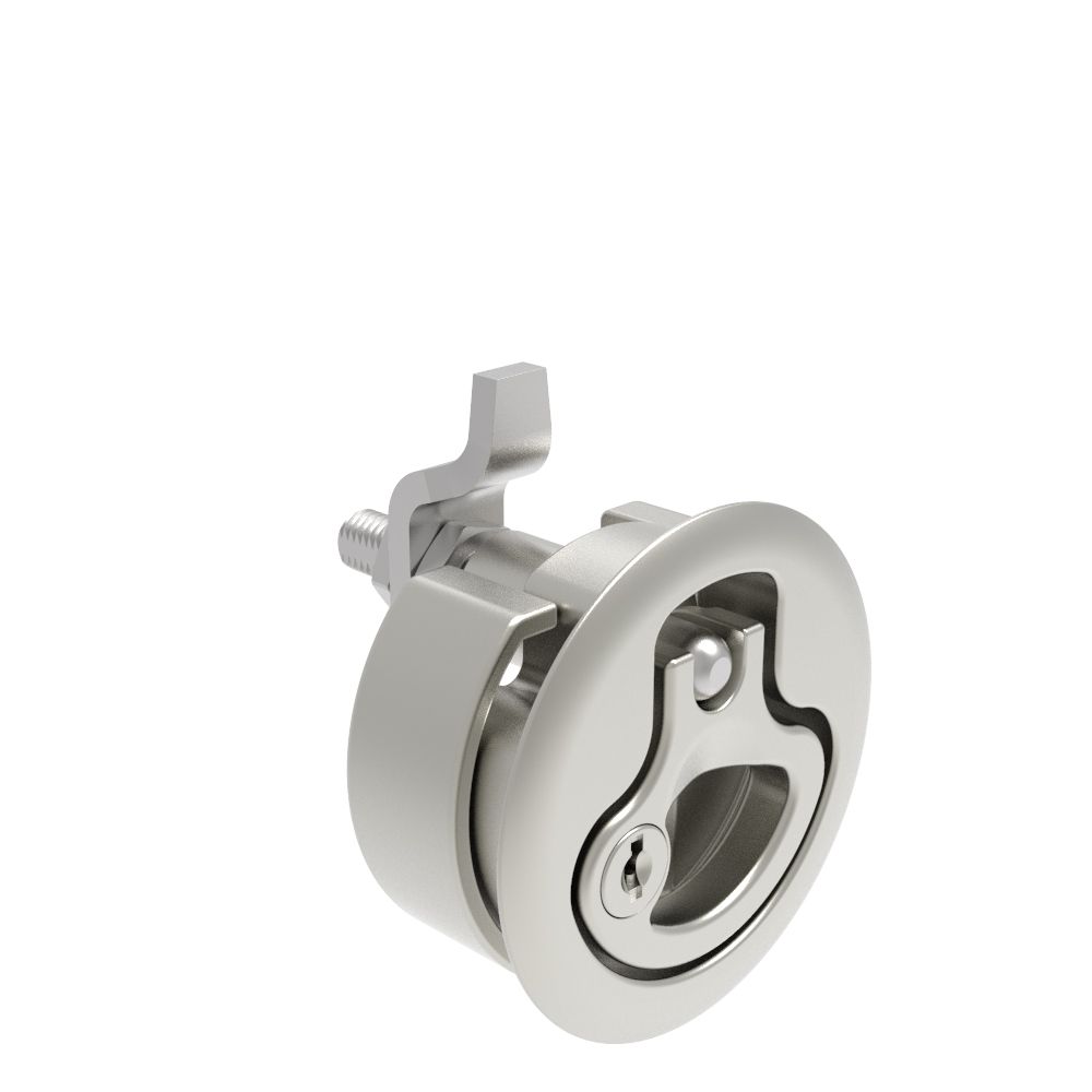 Southco Compression Latch, Large Size, Key Locking, 2 - 12mm (.075 - . 475 in) Door thickness, 34 - 48mm or 60 -75mm (1.34 - 1.89 in or 2.36 - 2.95 in) Grip, 316 Stainless Steel, Electropolished