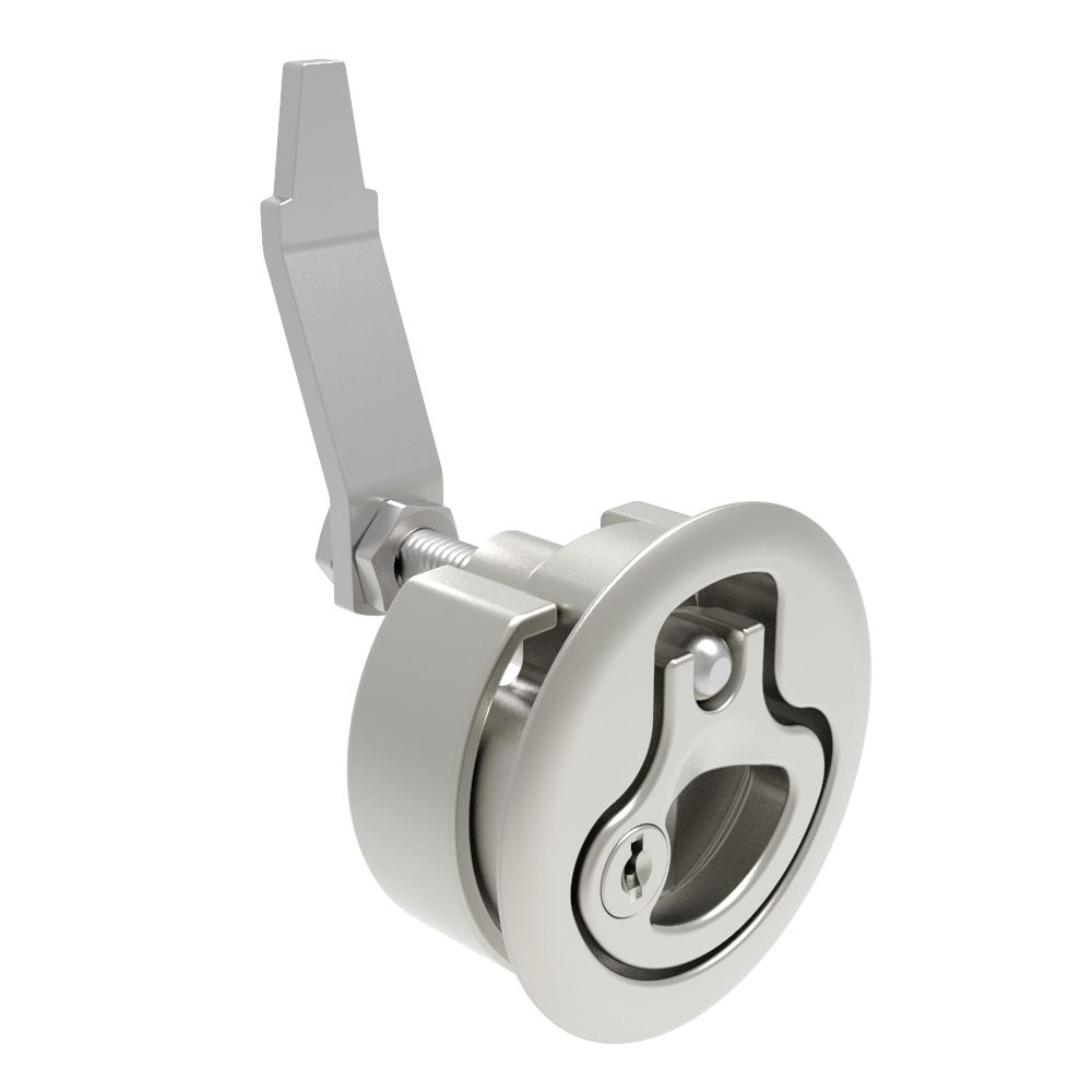 Southco Compression Latch, Large Size, Key Locking, 2 - 12mm (.075 - . 475 in) Door thickness, 34 - 48mm or 60 -75mm (1.34 - 1.89 in or 2.36 - 2.95 in) Grip, 316 Stainless Steel, Electropolished