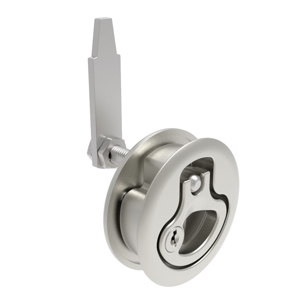 Southco Compression Latch, Large Size, Key Locking, 18.5 - 29mm (.073 - 1.14 in) Door thickness, 47 - 61mm (1.85 - 2.40 in) Grip, 316 Stainless Steel, Electropolished