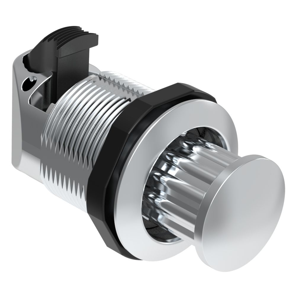 Southco Push-to-Close Latch, No Restriction, Plastic, Chrome Plated, Chrome