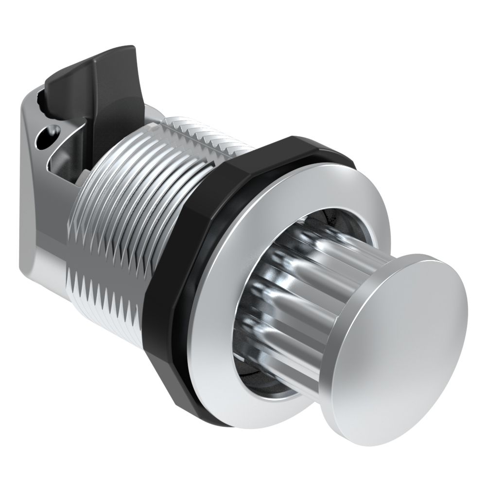 Southco Push-to-Close Latch, No Restriction, Plastic, Chrome Plated, Chrome