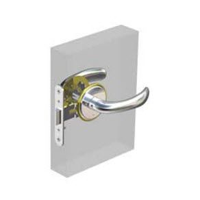 Southco McCoy Entry Door Latch, Nova Handle with Privacy Knob, Right Hand Out, 22 - 30mm (.88 - 1.19 in) Door Thickness, Chrome with Diamond Brass Accent