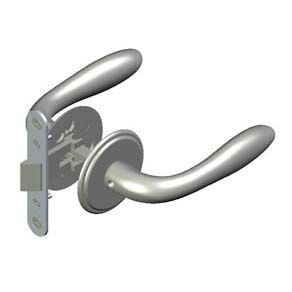 Southco McCoy Entry Door Latch, Portofino Handle without Privacy Knob, Right Hand In or Left Hand Out, 22 - 30mm (.88 - 1.19 in) Door Thickness, Satin Chrome