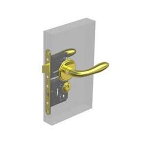 Southco McCoy Star Entry Door Latch, Portifino Handle, Star Key Lock, Right Hand In, 22 - 30mm (.88 - 1.19 in) Door Thickness, Diamond Brass