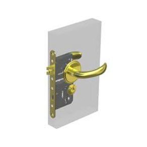 Southco McCoy Star Entry Door Latch, Nova Handle, Star Key Lock, Left Hand In, 22 - 30mm (.88 - 1.19 in) Door Thickness, Diamond Brass