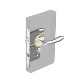 Southco McCoy Star Entry Door Latch, Portifino Handle, Star Key Lock, Right Hand Out, 22 - 30mm (.88 - 1.19 in) Door Thickness, Chrome with Diamond Brass Accent