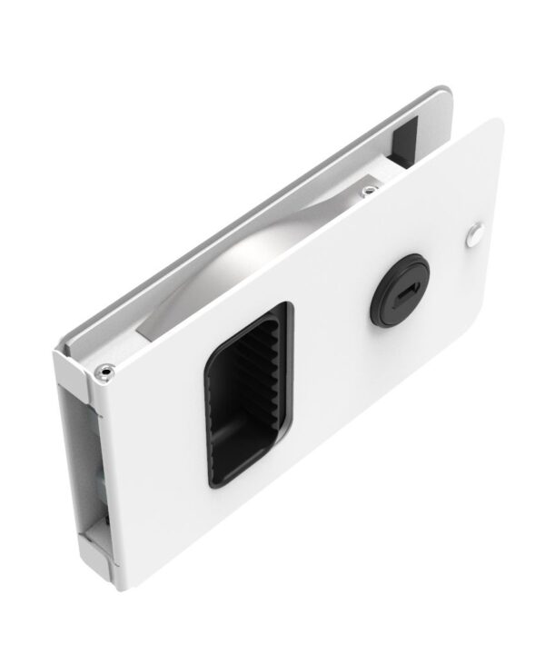 Southco Flush Entry Door Latch, Key Locking, Standard Design, Fits 12.7 (.50 in) Door Thickness, Aluminum, White Powder Coated