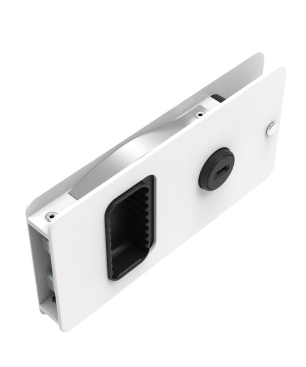 Southco Flush Entry Door Latch, Key Locking, Standard Design, Fits 12.7 (.50 in) Door Thickness, Aluminum, White Powder Coated