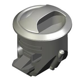 Southco Novibra Push-to-Close Latch, Type 2 (For Doors), Plastic, Black Body, Chrome Cup, Satin Handle