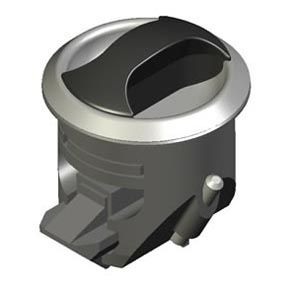 Southco Novibra Push-to-Close Latch, Type 2 (For Doors), Plastic, Black Body, Chrome Cup, Black Handle