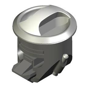 Southco Novibra Push-to-Close Latch, Type 1 (For Drawers), Plastic, Black Body, Chrome Cup, White Handle