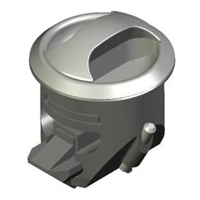 Southco Novibra Push-to-Close Latch, Type 2 (For Doors), Plastic, Black Body, Satin Cup, Satin Handle