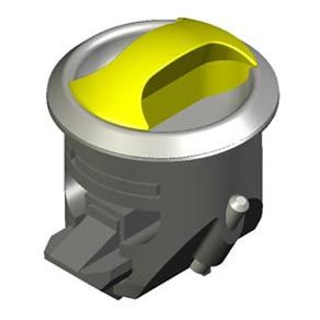 Southco Novibra Push-to-Close Latch, Type 1 (For Drawers), Plastic, Black Body, Satin Cup, Diamond Brass Handle