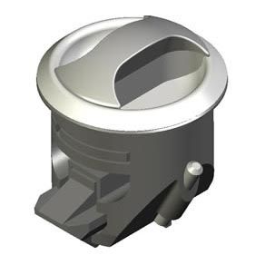 Southco Novibra Push-to-Close Latch, Type 2 (For Doors), Plastic, Black Body, White Cup, Chrome Handle
