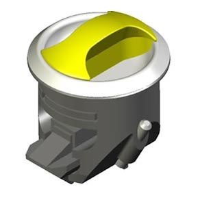 Southco Novibra Push-to-Close Latch, Type 2 (For Doors), Plastic, Black Body, White Cup, Diamond Brass Handle