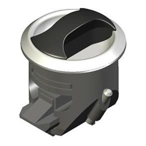 Southco Novibra Push-to-Close Latch, Type 1 (For Drawers), Plastic, Black Body, White Cup, Black Handle