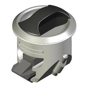 Southco Novibra Push-to-Close Latch, Type 1 (For Drawers), Plastic, White Body, Chrome Cup, Black Handle