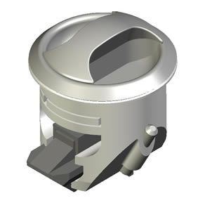 Southco Novibra Push-to-Close Latch, Type 1 (For Drawers), Plastic, White Body, Satin Cup, Chrome Handle