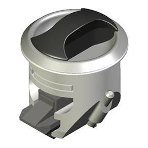 Southco Novibra Push-to-Close Latch, Type 2 (For Doors), Plastic, White Body, Satin Cup, Black Handle