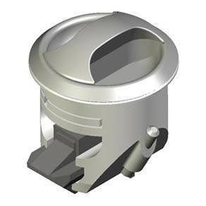 Southco Novibra Push-to-Close Latch, Type 1 (For Drawers), Plastic, White Body, Diamond Brass Cup, Satin Handle