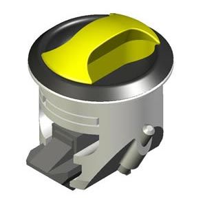 Southco Novibra Push-to-Close Latch, Type 2 (For Doors), Plastic, White Body, Black Cup, Diamond Brass Handle