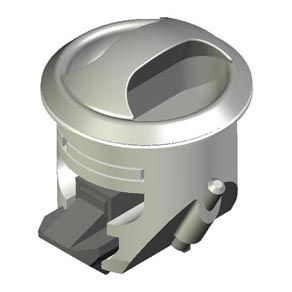 Southco Novibra Push-to-Close Latch, Type 1 (For Drawers), Plastic, White Body, White Cup, Satin Handle