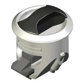 Southco Novibra Push-to-Close Latch, Type 2 (For Doors), Plastic, White Body, White Cup, Black Handle