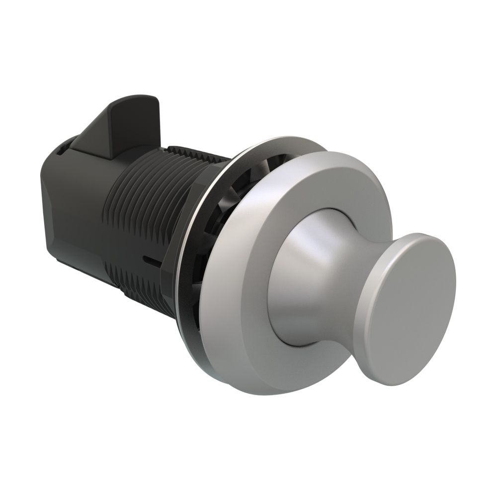 Southco Point Push To Close Latch, Oval Perpendicular Housing, Satin Housing, Satin Knob
