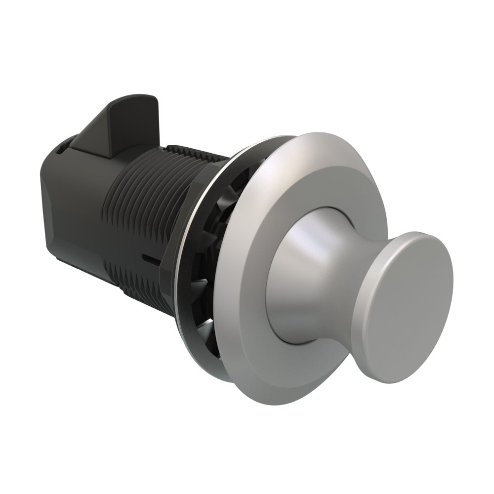 Southco Point Push To Close Latch, Oval in-line Housing, Satin Housing, Satin Knob