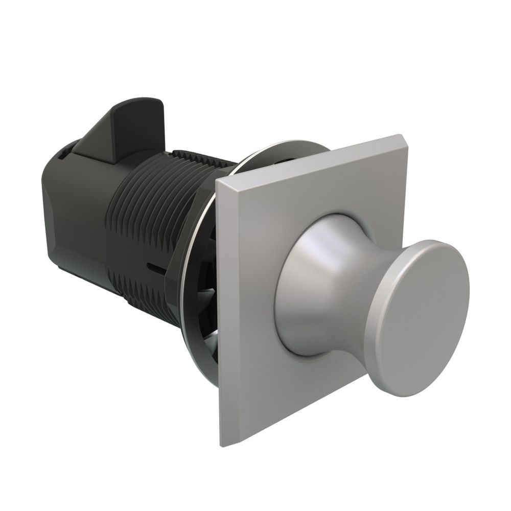 Southco Point Push To Close Latch, Square Housing, Satin Housing, Satin Knob