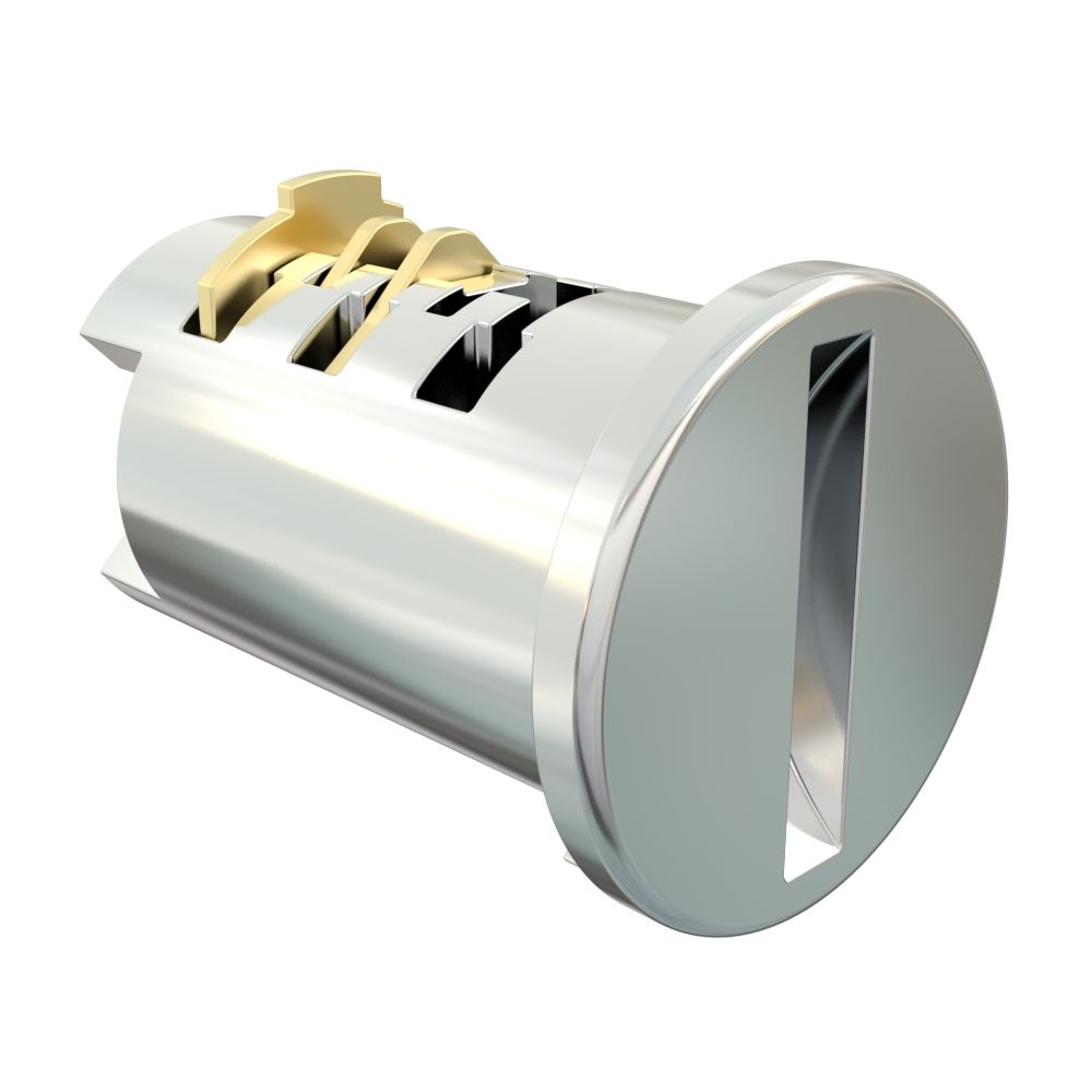 Southco Lock Plug, Slotted Recess, Zinc Alloy, Chrome Plated
