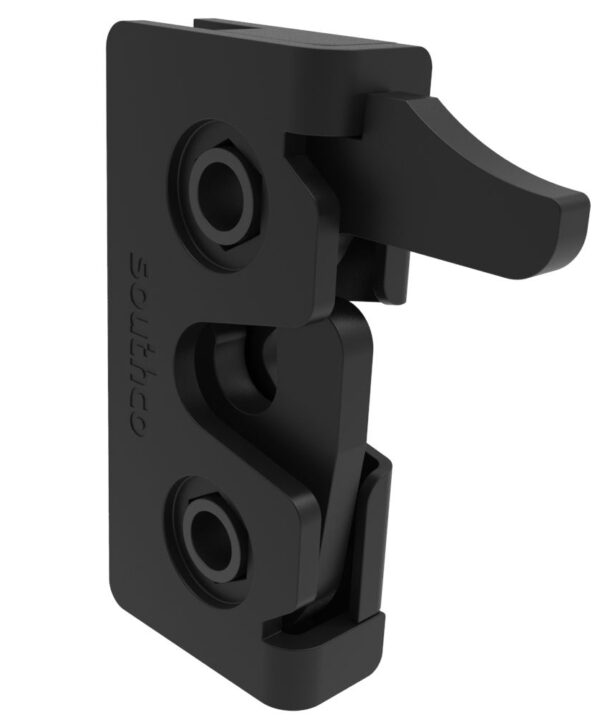 Southco Rotary Push-to-Close Latch, Micro Size, Two Stage, Hand Operated, 8-32 Thread, Steel, Zinc Nickel, Black