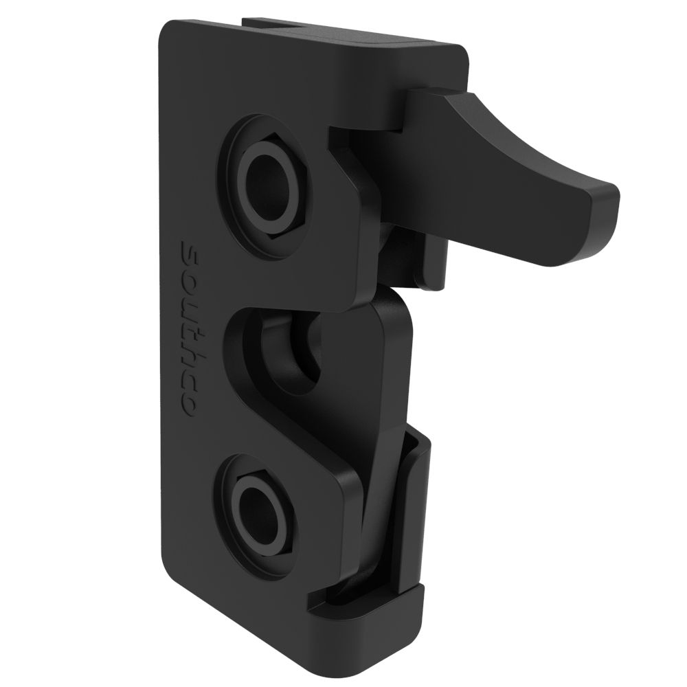 Southco Rotary Push-to-Close Latch, Micro Size, Single Stage, Hand Operated, M4 Thread, Steel, Zinc Nickel, Black