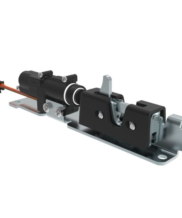 Southco Electronic Rotary Push-to-Close, Pull-to-Open Latch, Sealed, Plastic and Stainless Steel, Thru Holes, 12 Volts, with Connector