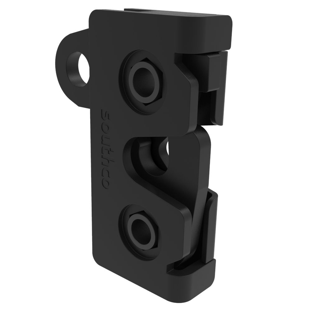 Southco Rotary Push-to-Close Latch, Micro Size, Two Stage, Integrated Bumper, Bottom, M4 Thread, Steel, Zinc Nickel, Black