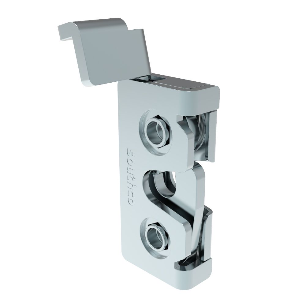 Southco Rotary Push-to-Close Latch, Micro Size, Single Stage, Direct Trigger, Integrated Bumper, 8-32 Thread, Steel, Zinc Plate, Bright Chromate
