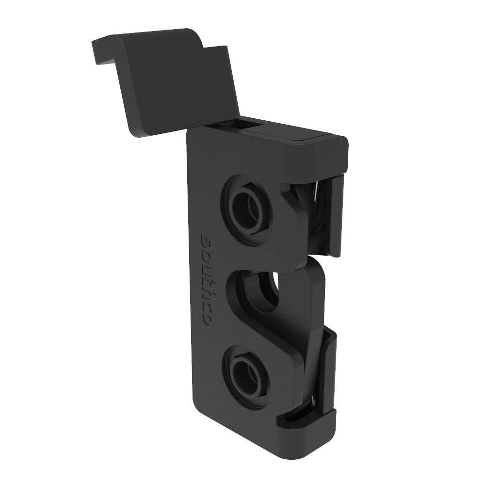 Southco Rotary Push-to-Close Latch, Micro Size, Single Stage, Direct Trigger, 4.5 mm thru, Steel, Zinc Nickel, Black