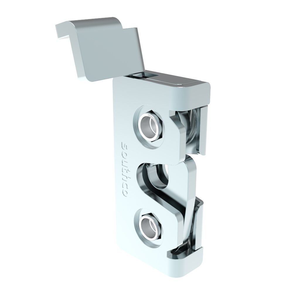 Southco Rotary Push-to-Close Latch, Micro Size, Two Stage, Direct Trigger, M4 Thread, Steel, Zinc Nickel, Bright