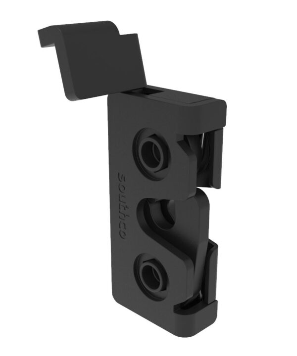 Southco Rotary Push-to-Close Latch, Micro Size, Single Stage, Direct Trigger, Integrated Bumper, 4.5 mm thru, Steel, Zinc Nickel, Black