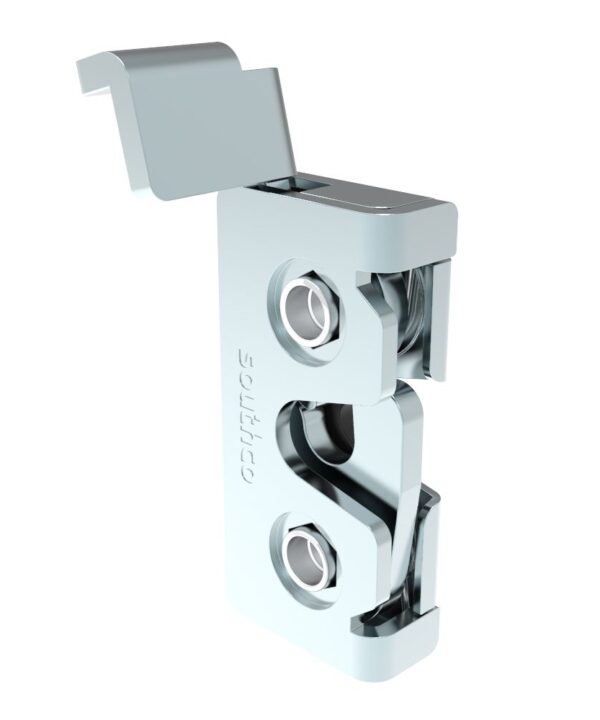 Southco Rotary Push-to-Close Latch, Micro Size, Single Stage, Direct Trigger, Integrated Bumper, 4.5 mm thru, Steel, Zinc Nickel, Bright