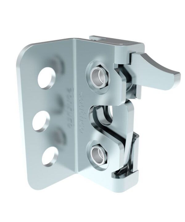 Southco Rotary Push-to-Close Latch, Micro Size, Two Stage, Hand Operation, Integrated Bumper, 4.5 mm thru with Mounting Bracket, Steel, Zinc Nickel, Bright