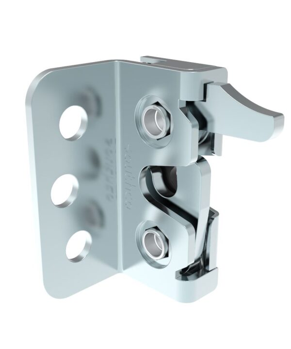 Southco Rotary Push-to-Close Latch, Micro Size, Single Stage, Hand Operation, Integrated Bumper, 4.5 mm thru with Mounting Bracket, Steel, Zinc Nickel, Bright