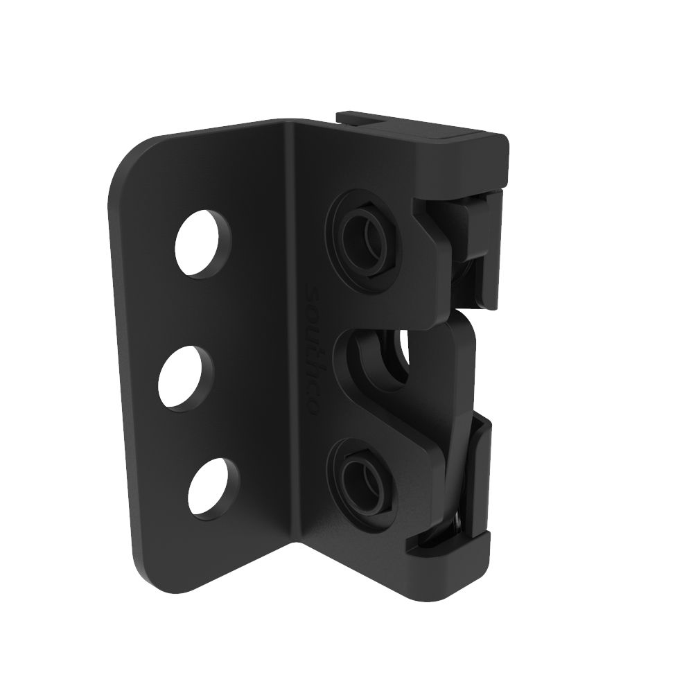 Southco Rotary Push-to-Close Latch, Micro Size, Single Stage, Bottom Trigger, 4.5 mm thru with Mounting Bracket, Steel, Zinc Nickel, Black