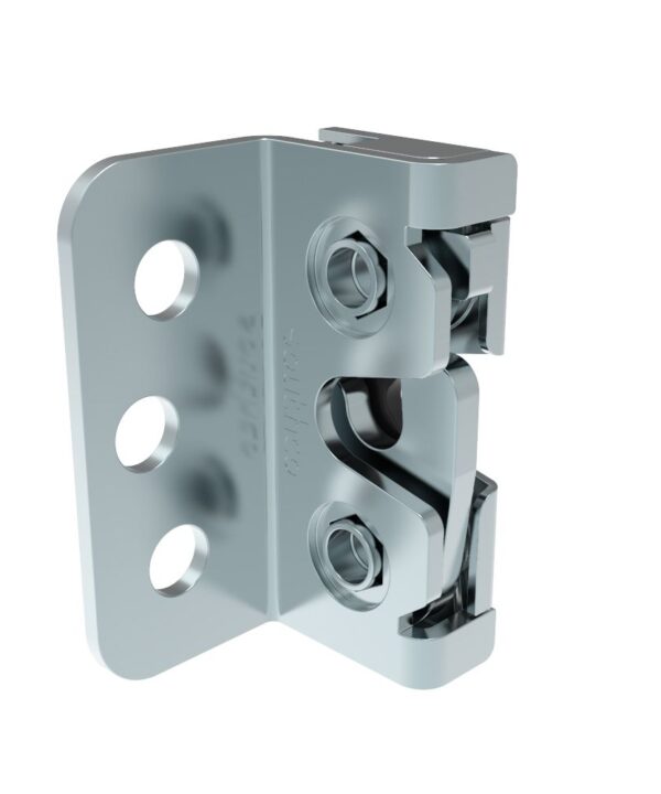 Southco Rotary Push-to-Close Latch, Micro Size, Single Stage, Bottom Trigger, Integrated Bumper, 4.5 mm thru with Mounting Bracket, Steel, Zinc Plate, Bright Chromate